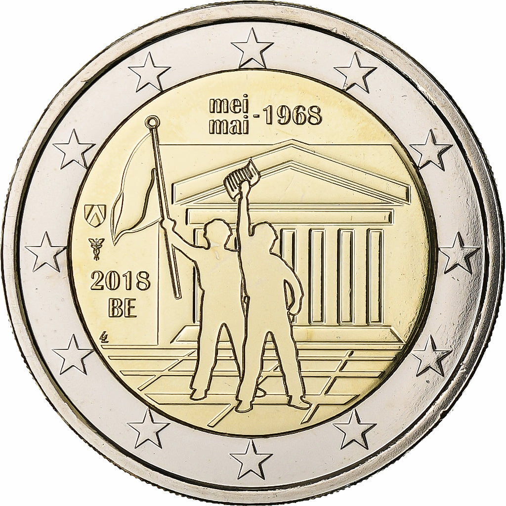Belgium, 2 Euro, 50 Ans / Mai 1968, 2018, Brussels, Bi-Metallic, MS(64)