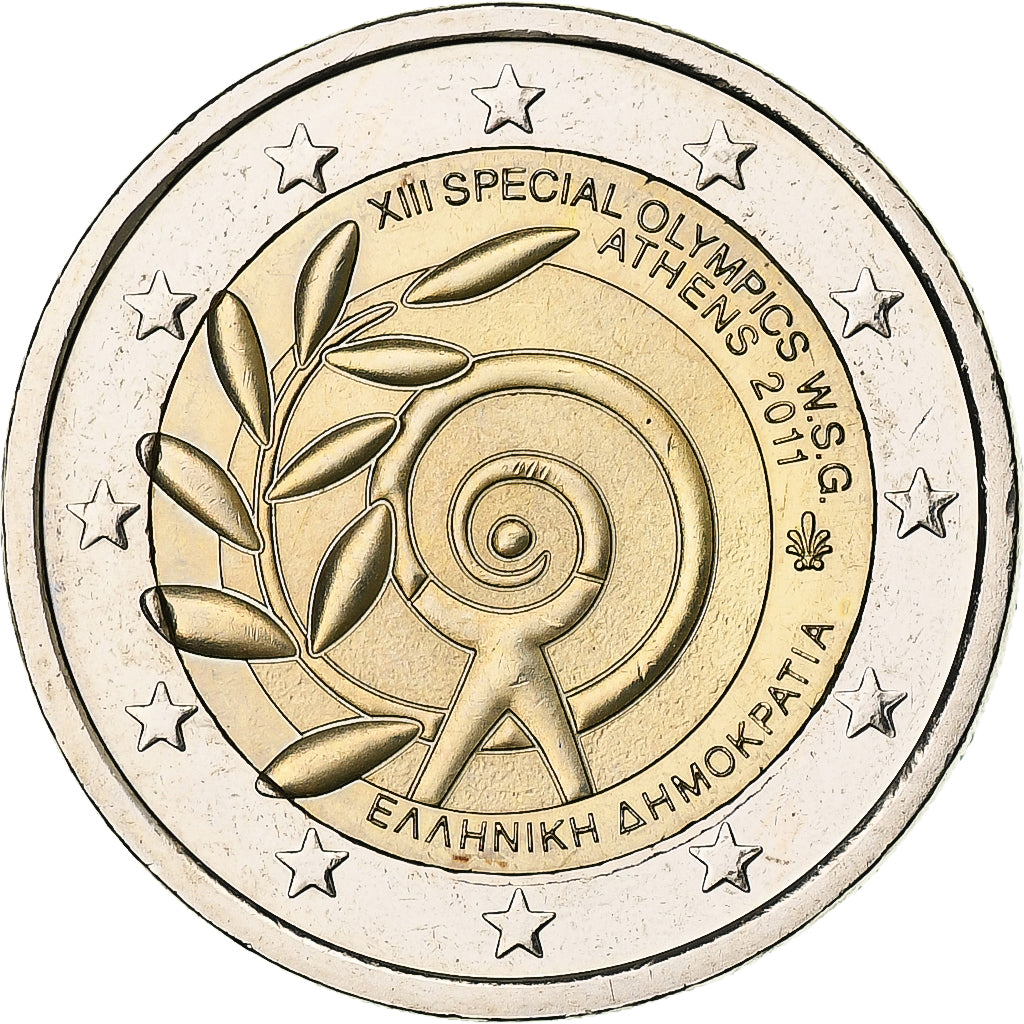 Grécia, 2 Euro, Jeux Olympiques, 2011, Athens, Bimetálico, MS(63), KM:239
