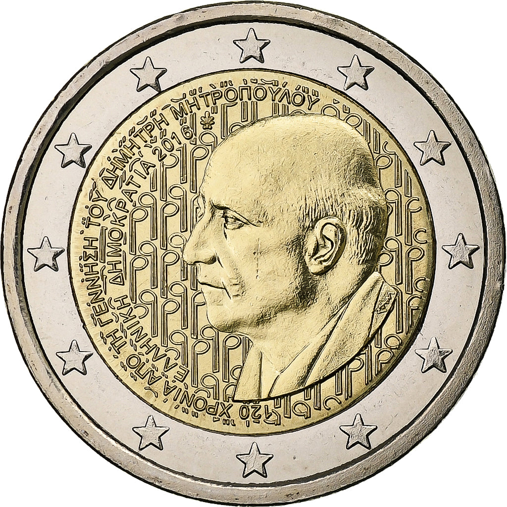 Grécia, 2 Euro, Dimitri Mitropoulos, 2016, Athens, Bimetálico, MS(63)