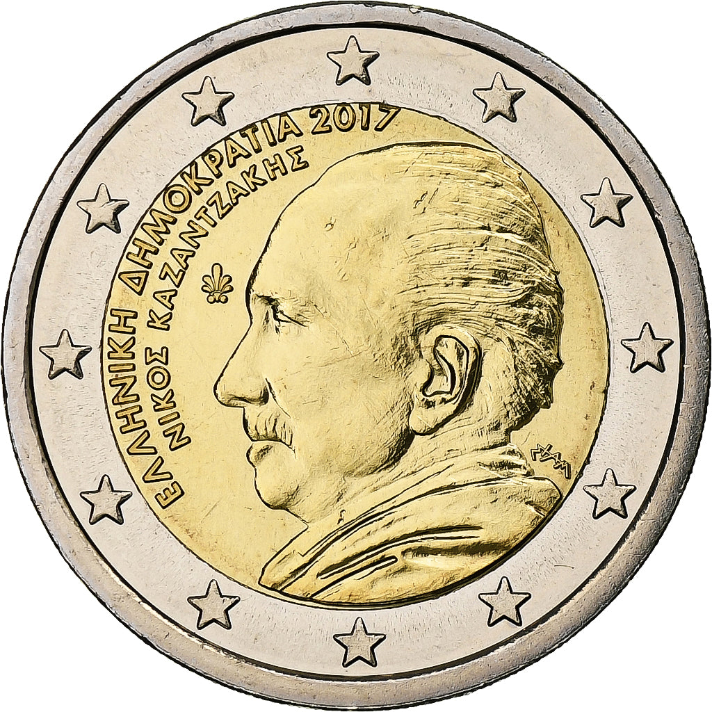 Grèce, 2 Euro, Nikos Kazantzakis, 2017, Athènes, Bimétallique, SPL