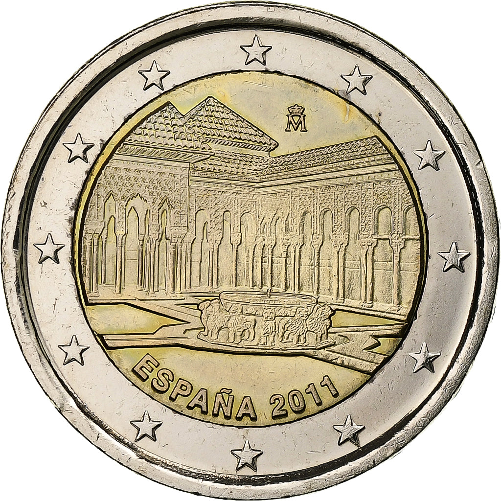 Spain, 2 Euro, Alhambra of Granada, 2011, Madrid, Bi-Metallic, MS(63)