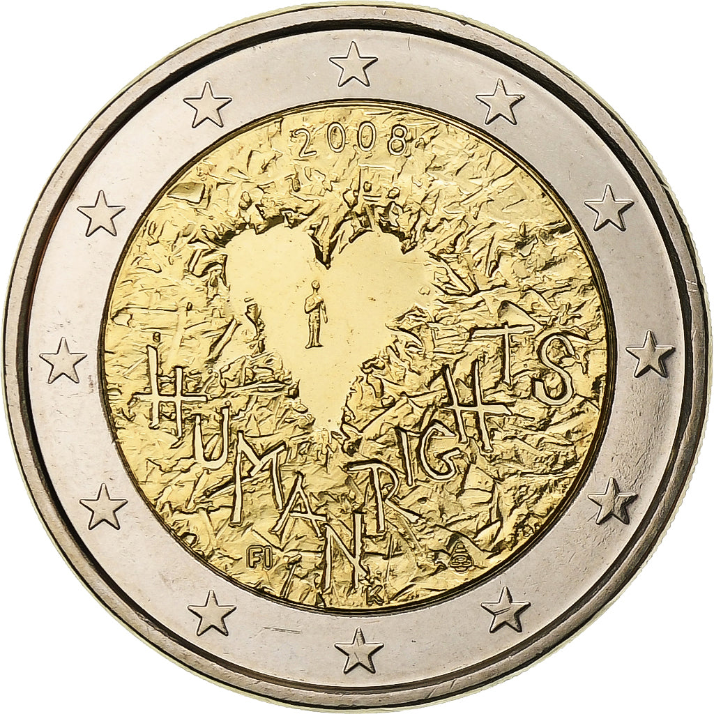 Finland, 2 Euro, Human Rights, 2008, Vantaa, Bi-Metallic, MS(63)