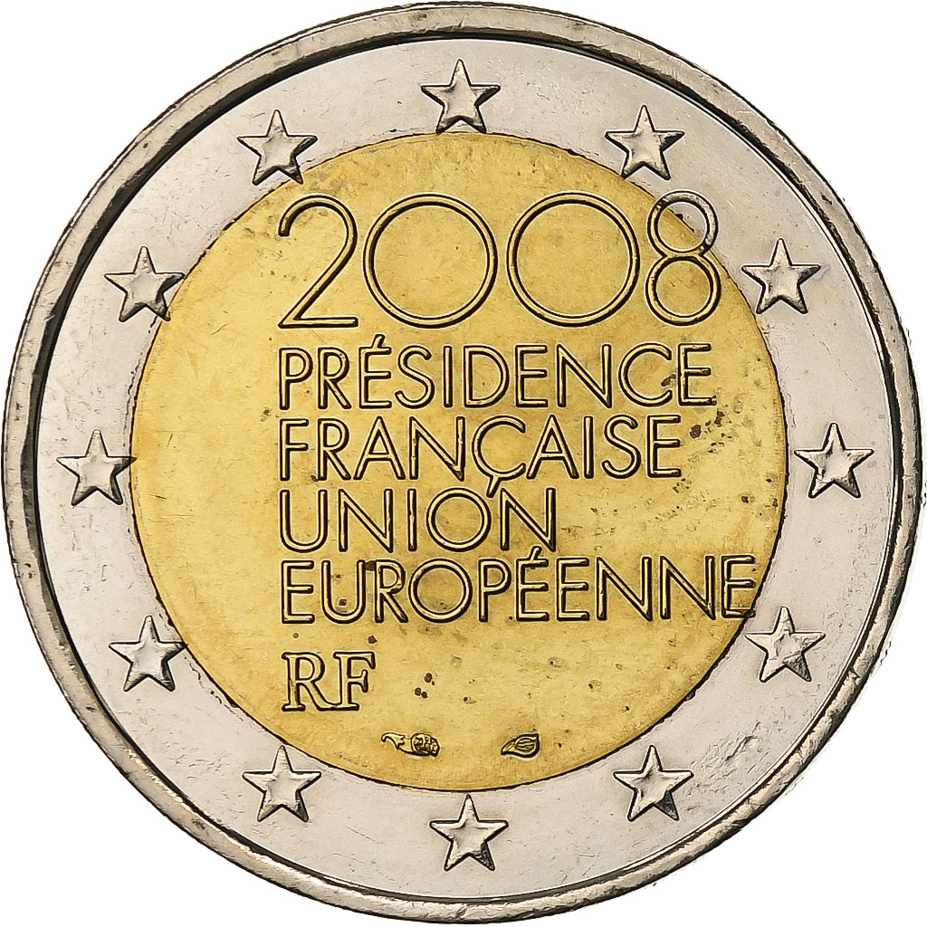 France, 2 Euro, présidence de l'UE, 2008, Pessac, Bi-Metallic, MS(63)