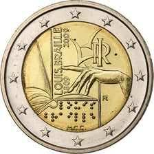 France, 2 Euro, Louis Braille, 2009, Pessac, Bi-Metallic, MS(63)