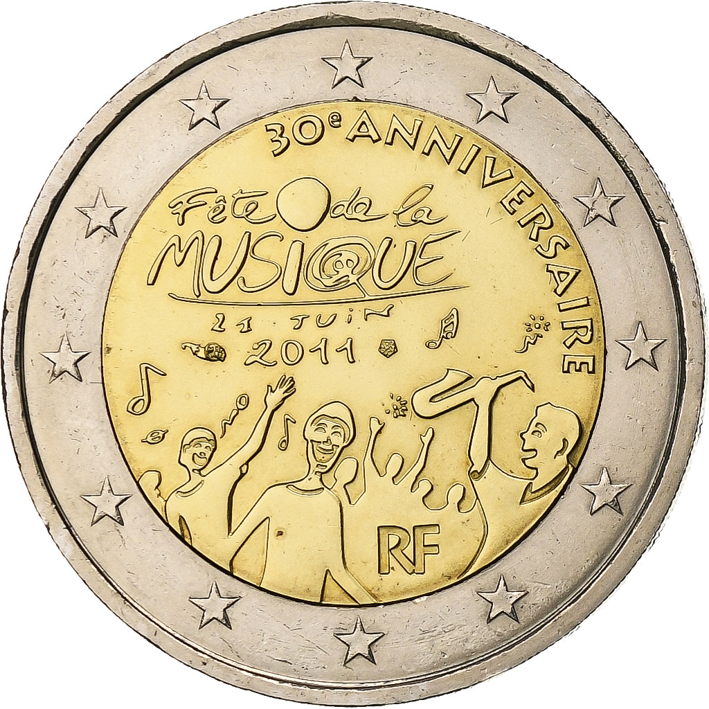 Frankrijk, 2 Euro, fête de la musique, 2011, Pessac, Bi-Metallic, UNC-