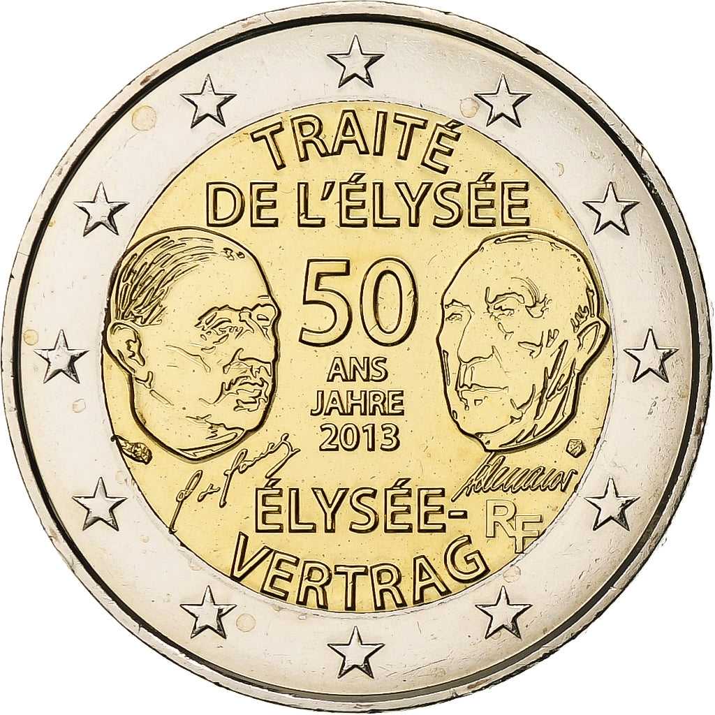 Frankreich, 2 Euro, 50 ans du traité de l'Élysée, 2013, Pessac, Bi-Metallic