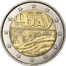 France, 2 Euro, D-day, 2014, Pessac, Bi-Metallic, MS(63)