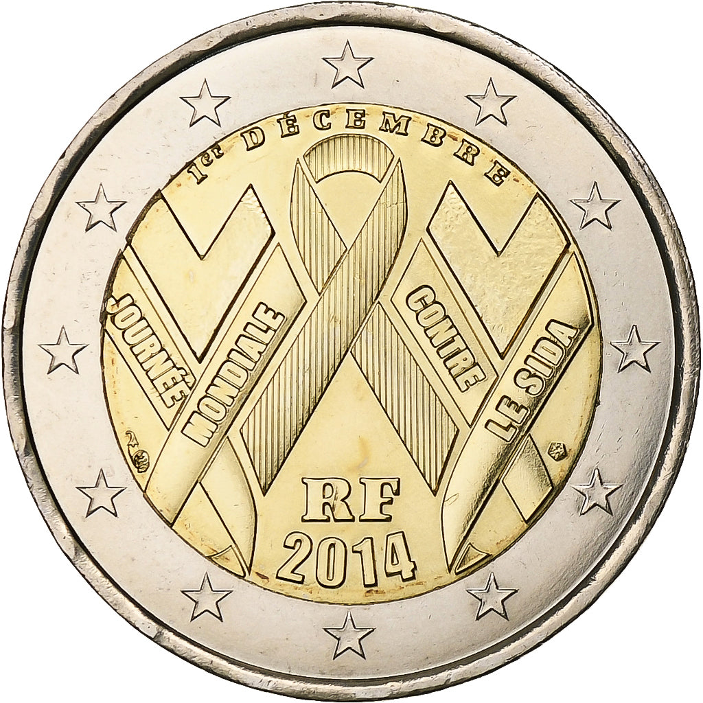Francia, 2 Euro, Sidaction, 2014, Pessac, Bimetálico, SC