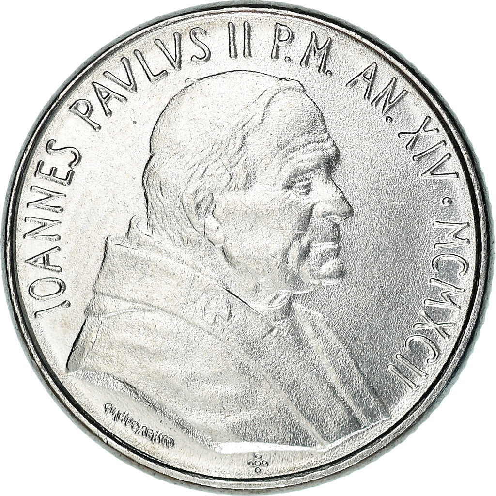 Moeda, CIDADE DO VATICANO, John Paul II, 100 Lire, 1992, Roma, MS(63), Aço