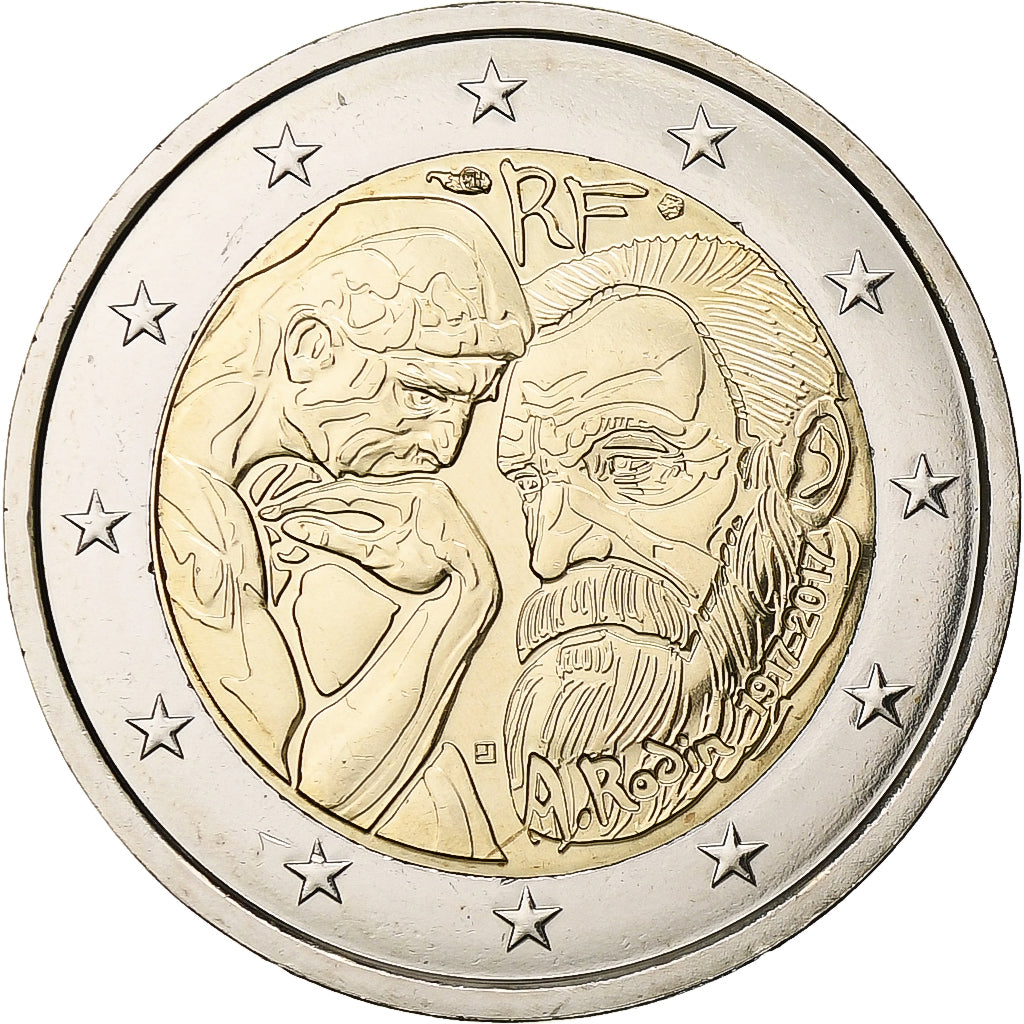 Francia, 2 Euro, Auguste Rodin, 2017, Pessac, Bimetálico, SC