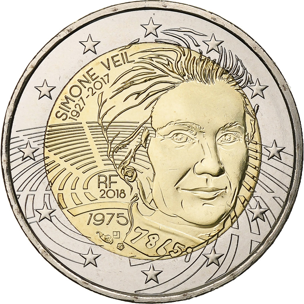 France, 2 Euro, Simone Veil, 2018, Pessac, Bi-Metallic, MS(63)