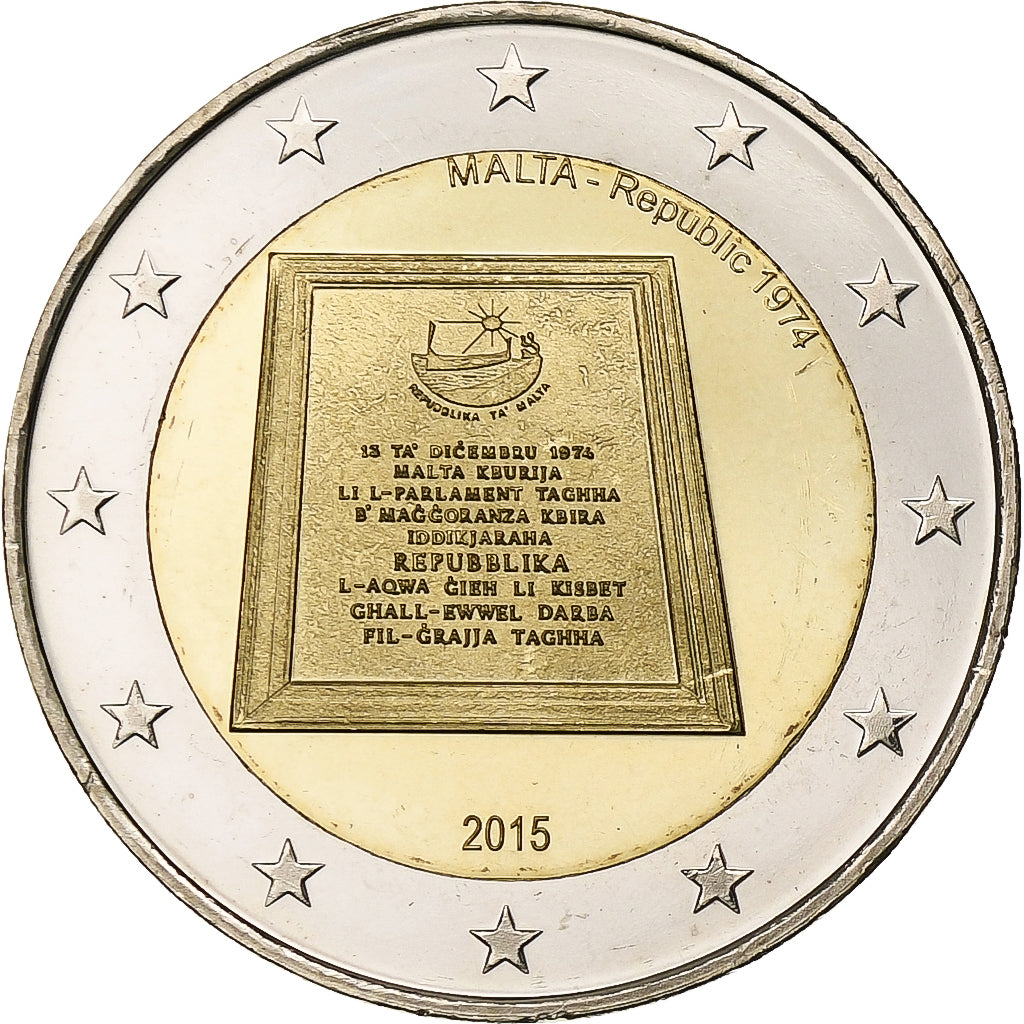 Malta, 2 Euro, Republic of Malta, 2015, Bi-Metallic, MS(63)