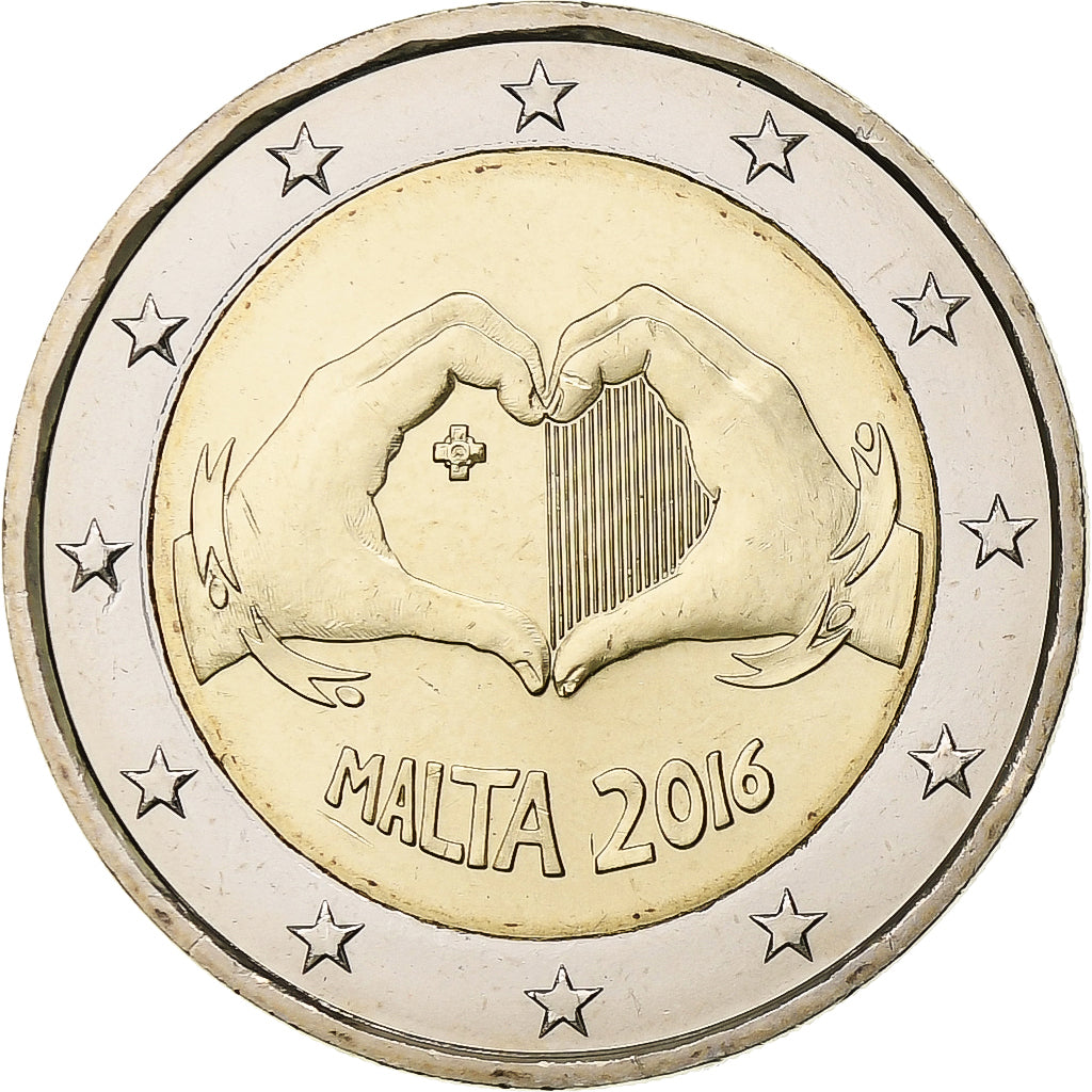 Malta, 2 Euro, solidarity through love, 2016, Bi-Metallic, MS(63)