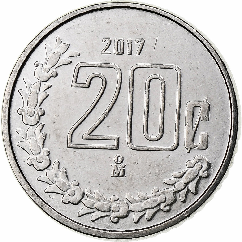 Mexiko, 20 Centavos, 2017, Mexico City, Stainless Steel, UNZ, KM:935
