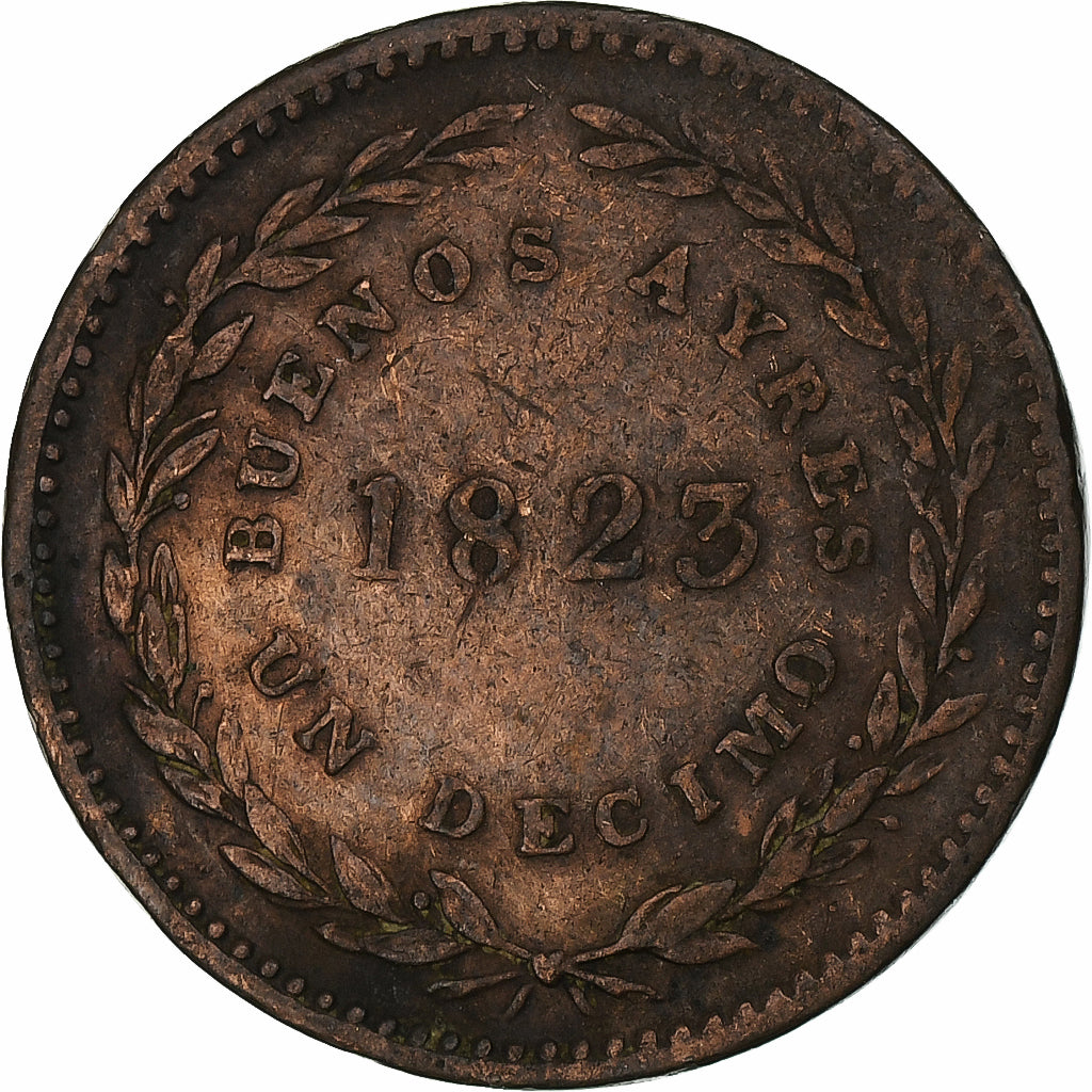 Argentina, 1 Décimo, 1823, Soho Mint, Copper, EF(40-45)