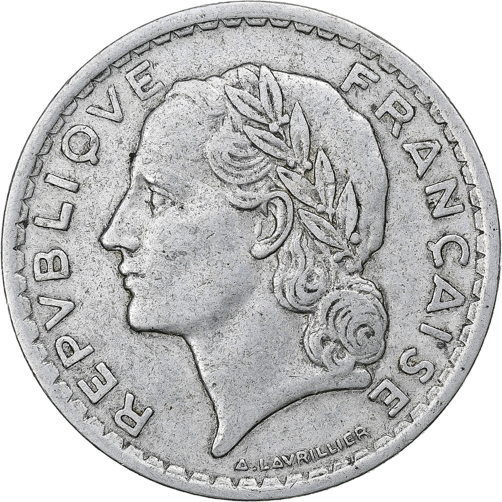 Frankreich, 5 Francs, Lavrillier, 1945, Castelsarrasin, Aluminium, SS, KM:888b.1