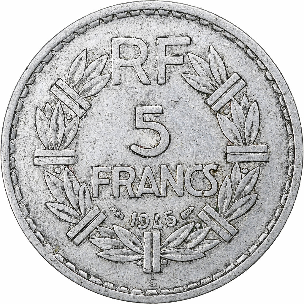 Frankreich, 5 Francs, Lavrillier, 1945, Castelsarrasin, Aluminium, SS, KM:888b.1