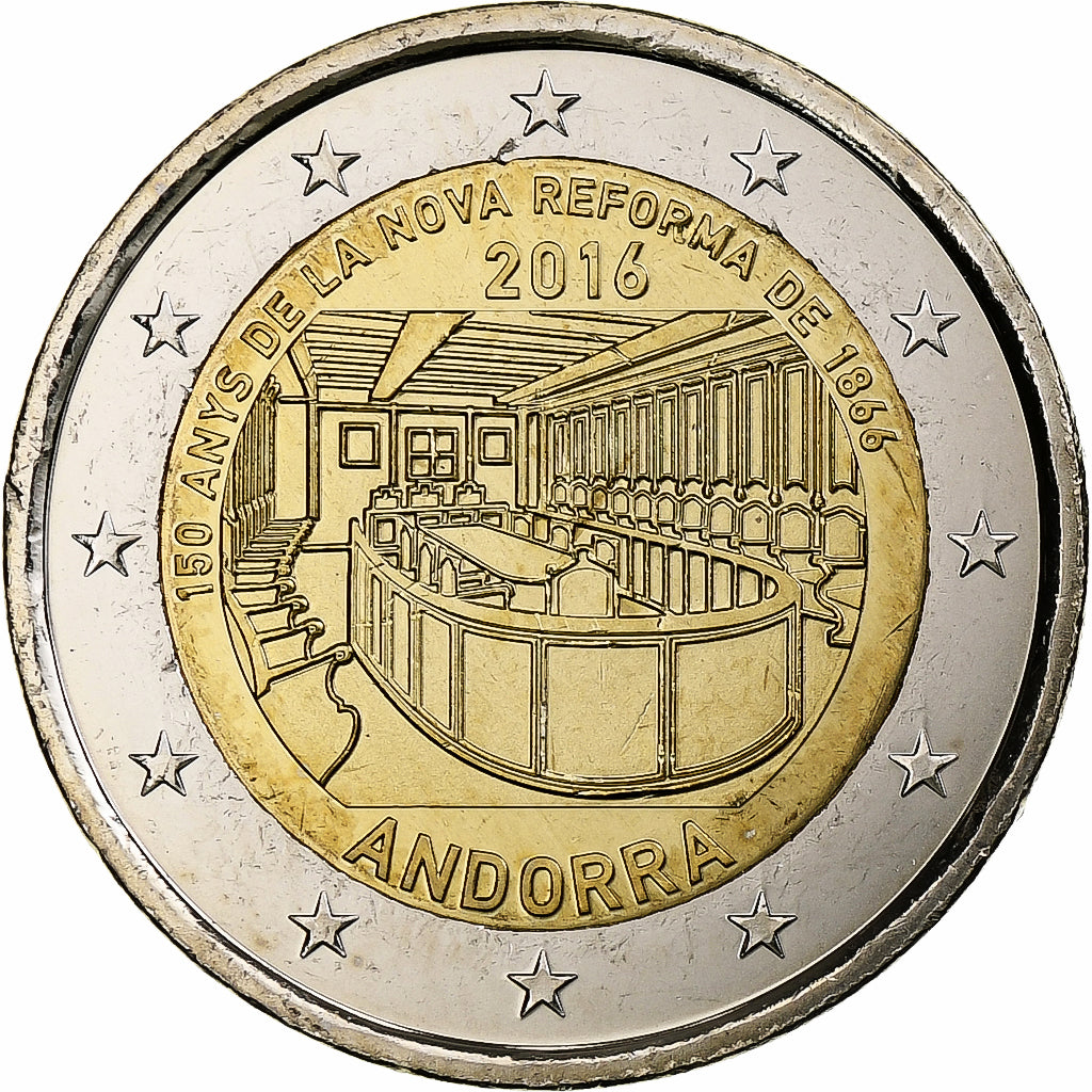 Andorra, 2 Euro, New Reform, 2016, Madrid, Bi-Metallic, MS(63)