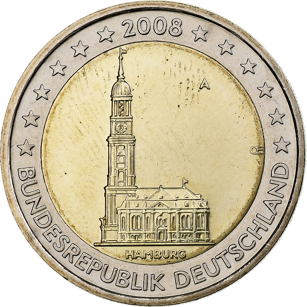 Germany, 2 Euro, Hamburg, 2008, Berlin, Bi-Metallic, MS(63), KM:261
