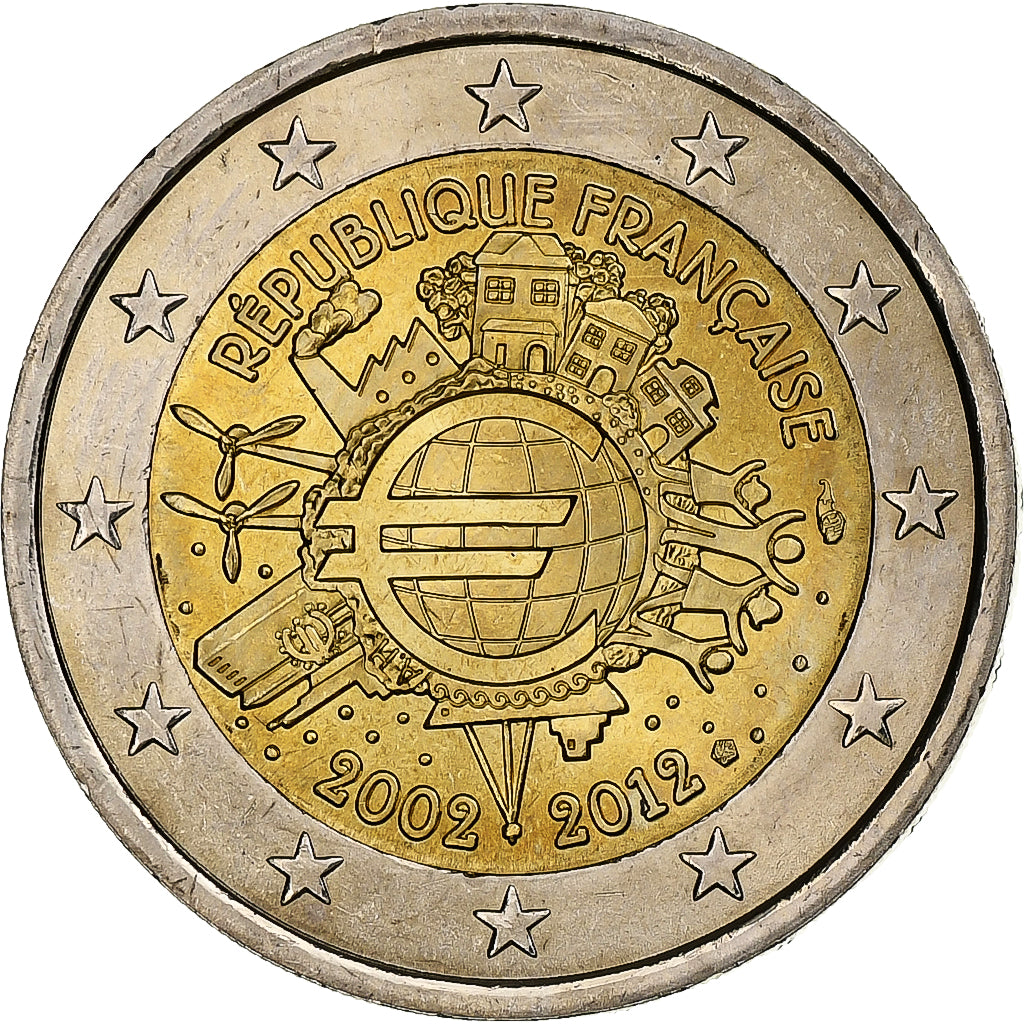 France, 2 Euro, Introduction de l'euro, 2012, Pessac, Bi-Metallic, MS(63)