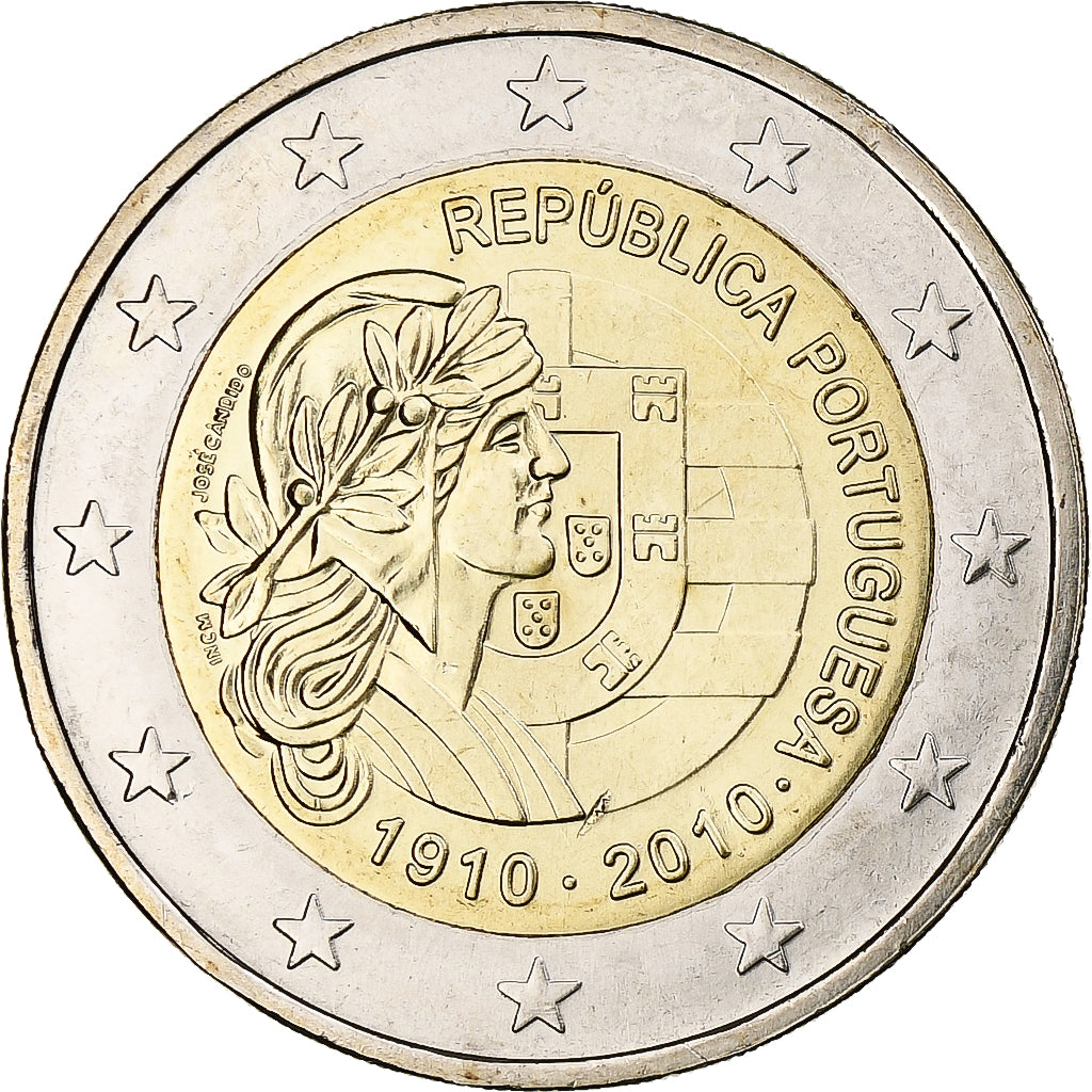 Portugal, 2 Euro, 100 République Portugaise, 2010, Lisbon, Bi-Metallic, UNZ