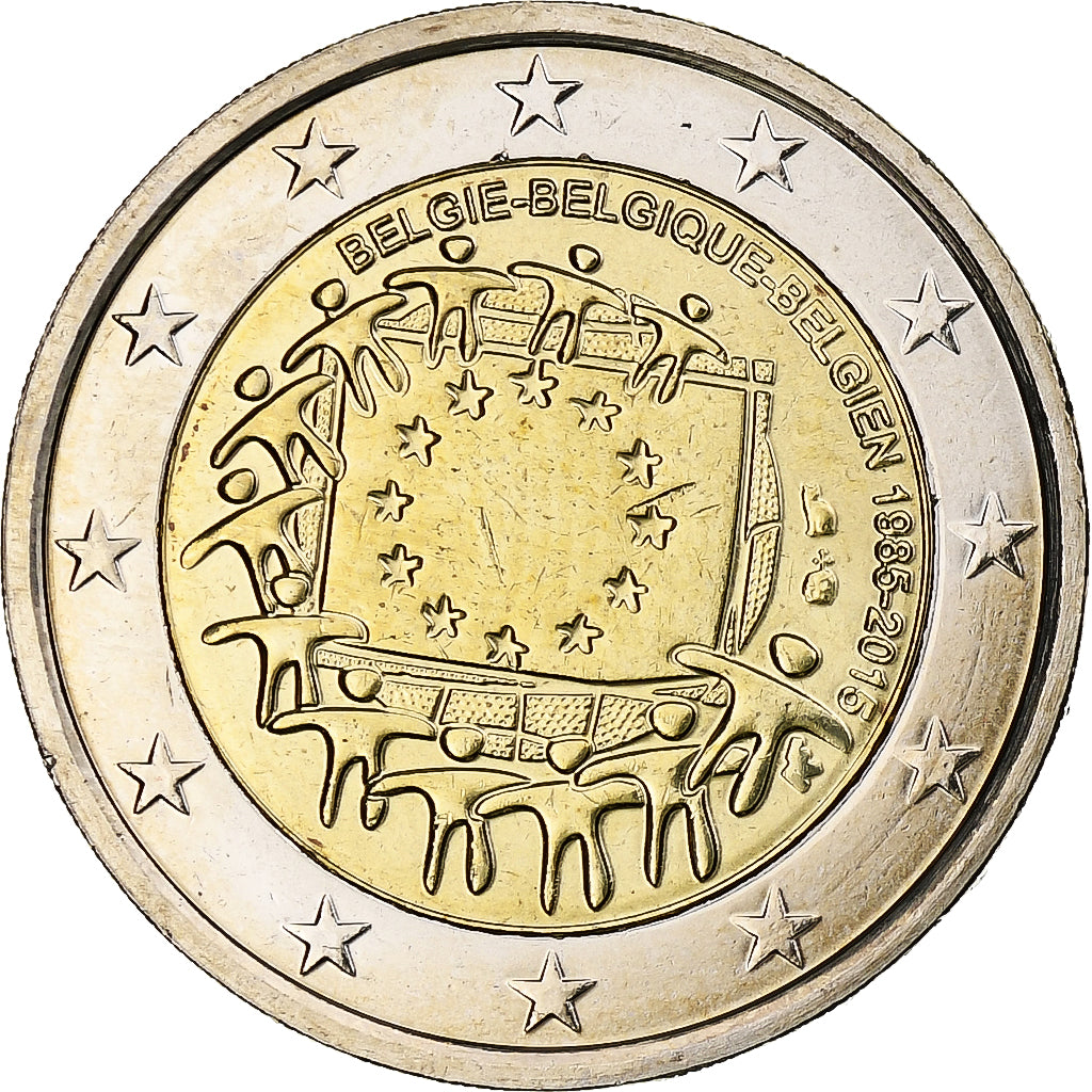 Belgia, 2 Euro, 30 ans du drapeau de l'UE, 2015, Brussels, Bimetaliczny, MS(63)