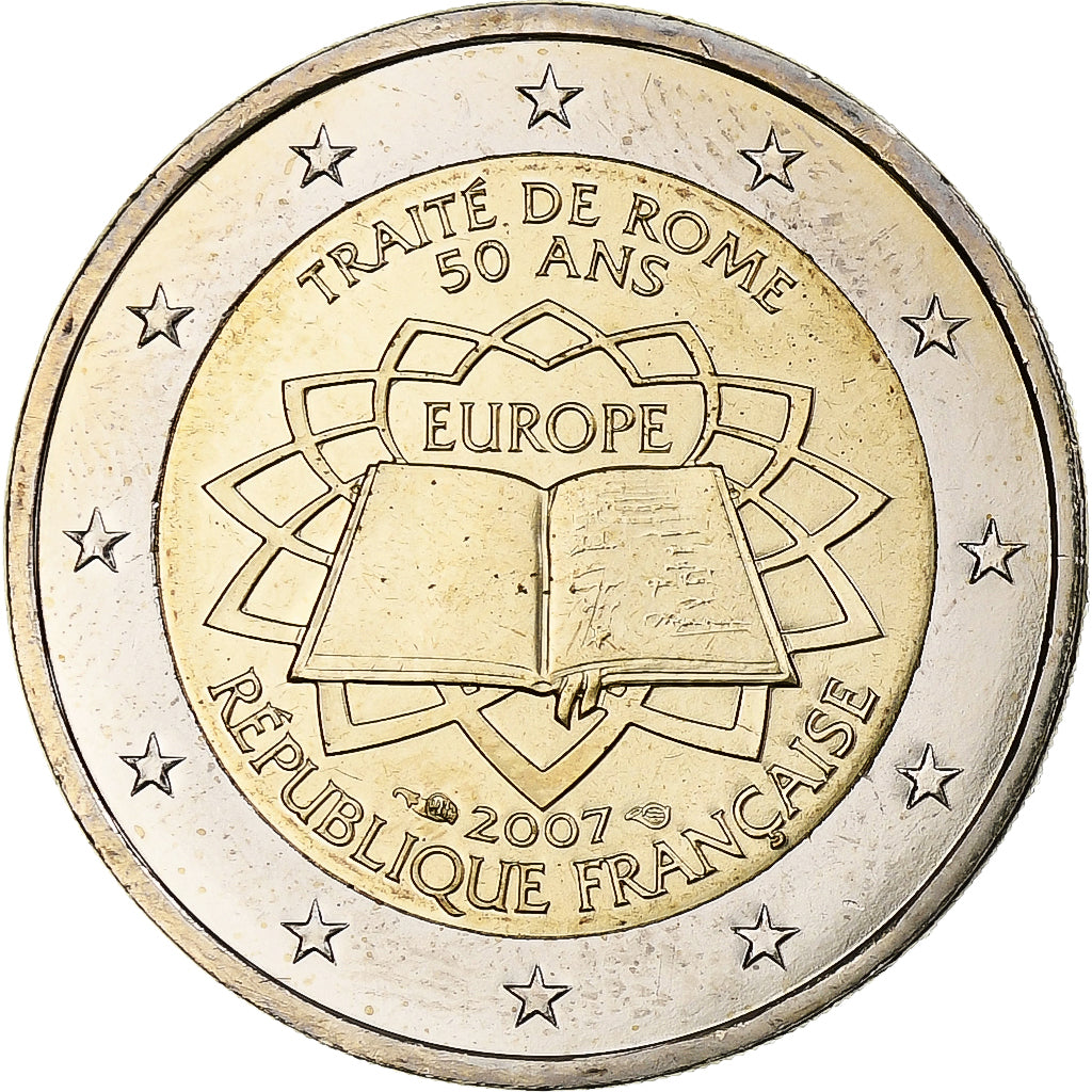 France, 2 Euro, Traité de Rome, 2007, Pessac, Bi-Metallic, MS(60-62), KM:1460