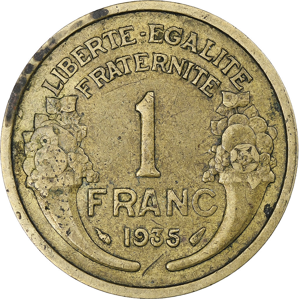 Francja, Franc, Morlon, 1935, Paris, Aluminium-Brąz, EF(40-45), KM:885