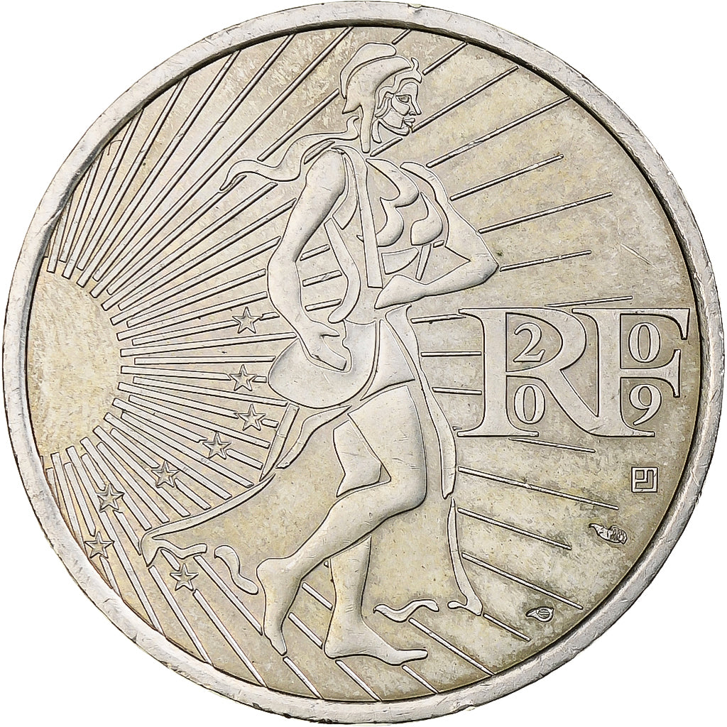 France, 10 Euro, Semeuse, 2009, Pessac, Silver, AU(55-58), KM:1580