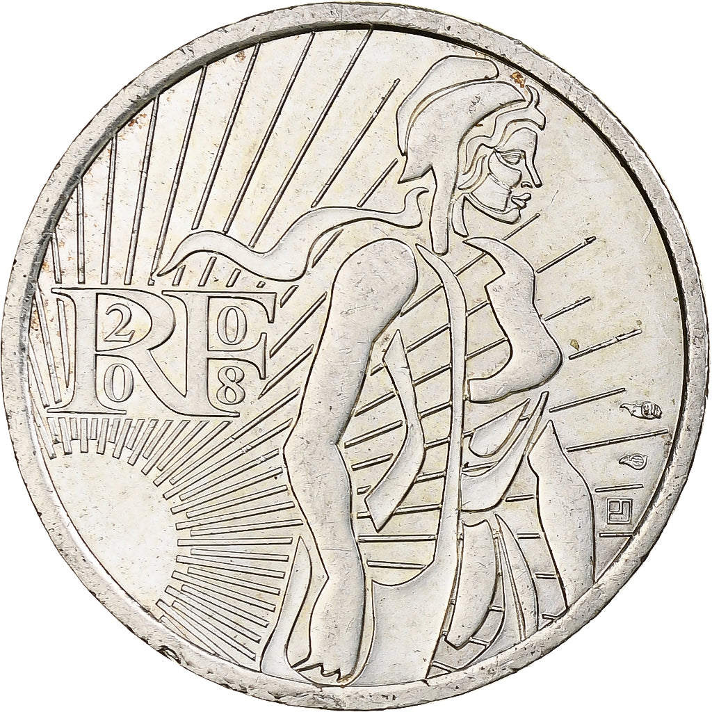 Francja, 5 Euro, Semeuse, 2008, Pessac, Srebro, AU(55-58), KM:1534