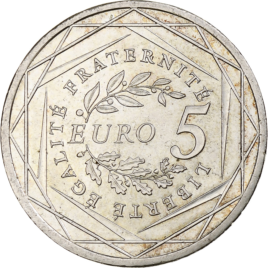 Francja, 5 Euro, Semeuse, 2008, Pessac, Srebro, AU(55-58), KM:1534