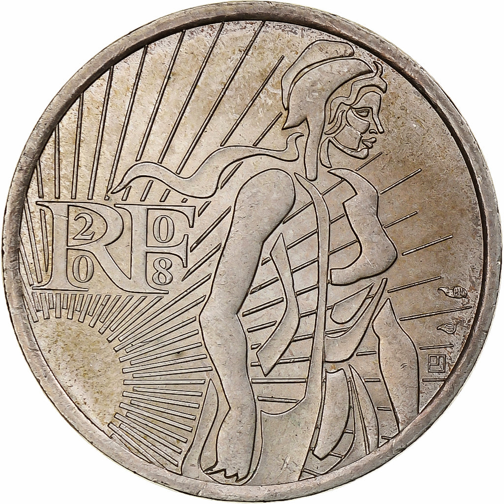 France, 5 Euro, Semeuse, 2008, Pessac, Silver, AU(50-53), KM:1534