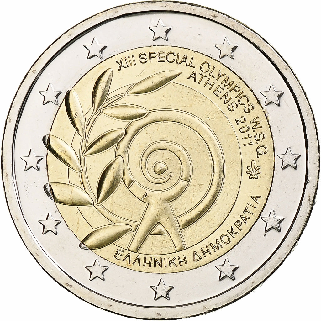 Greece, 2 Euro, XIIIth Special Olympics, 2011, Athens, Bi-Metallic, MS(63)