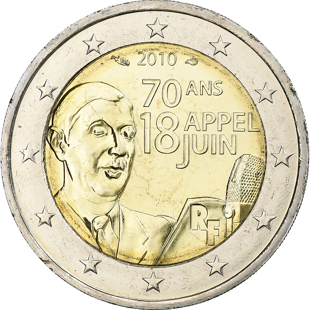 France, 2 Euro, appel du 18 juin, 2010, Pessac, Bi-Metallic, MS(63), KM:1676