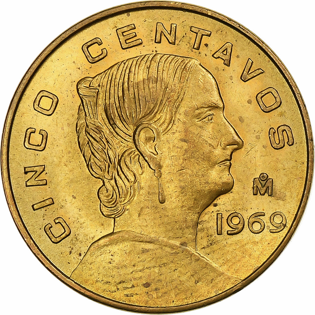 Mexico, 5 Centavos, 1969, Mexico City, Mosiądz, MS(60-62), KM:426
