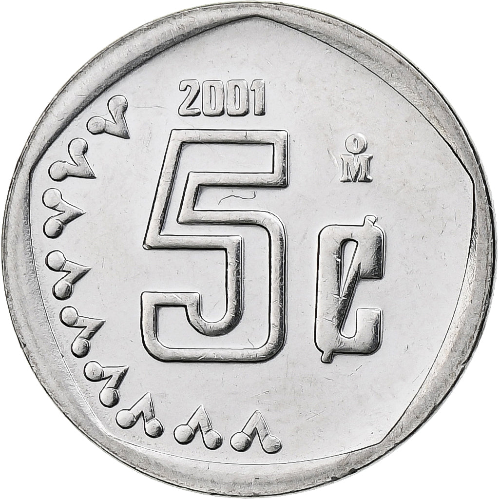 Mexico, 5 Centavos, 2001, Mexico City, Stainless Steel, MS(63), KM:546