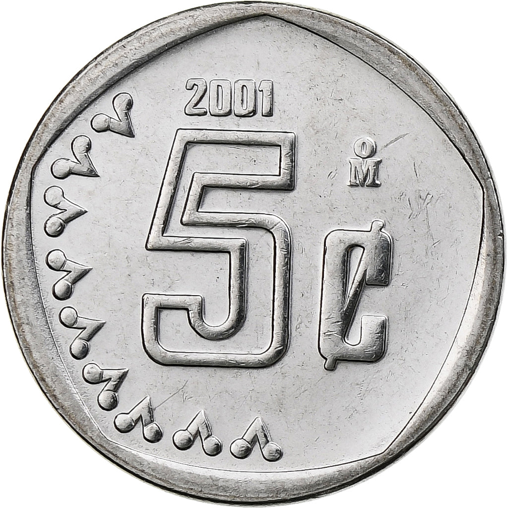 Messico, 5 Centavos, 2001, Mexico City, Acciaio inossidabile, SPL, KM:546