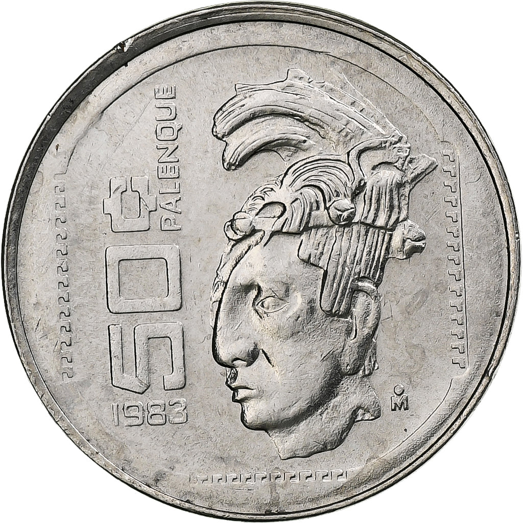 Mexico, 50 Centavos, Palenque, 1983, Mexico City, Stainless Steel, UNC-, KM:492