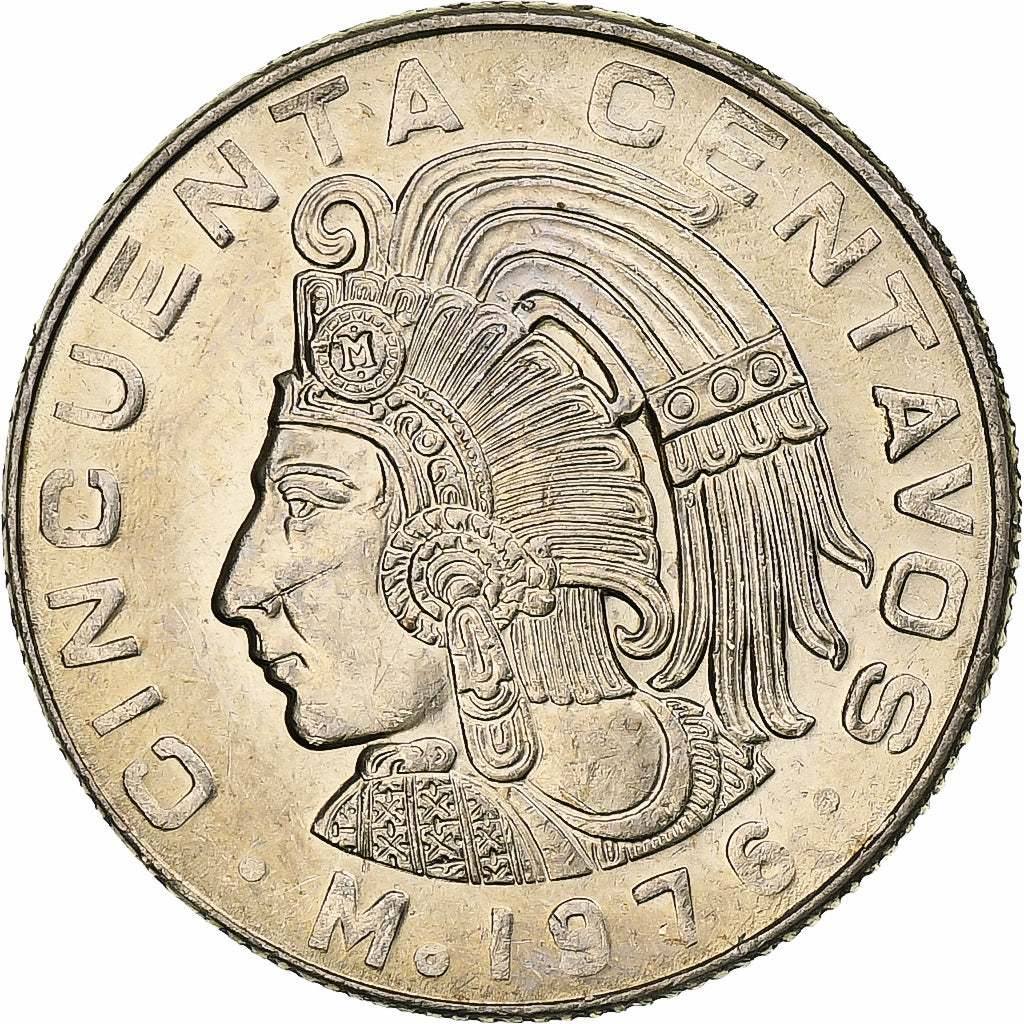 Mexico, 50 Centavos, 1976, Mexico City, Miedź-Nikiel, AU(50-53), KM:452