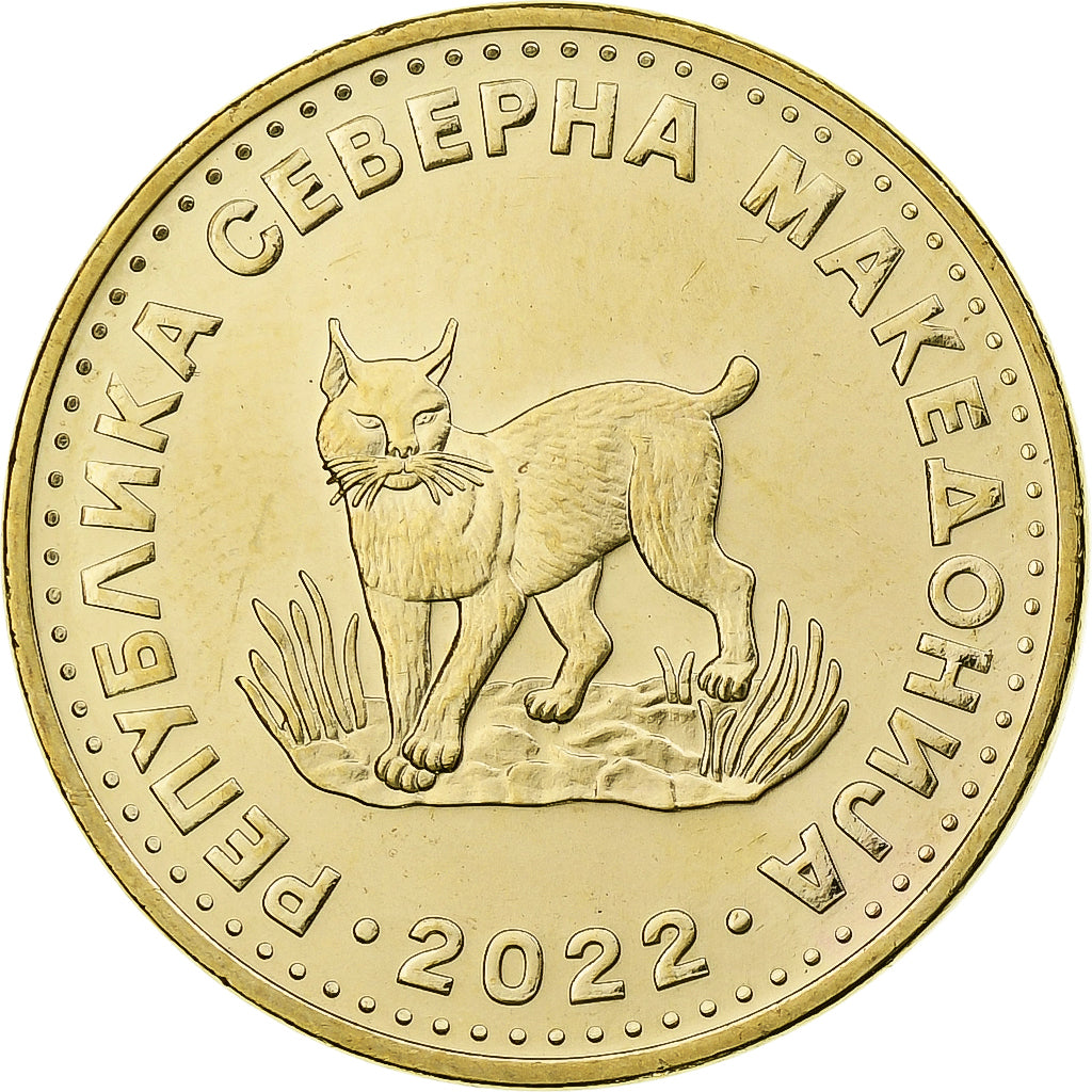 Macedonia, 5 Denari, 2022, Brass plated steel, MS(63)