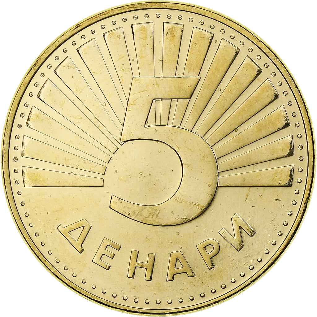 Macedonia, 5 Denari, 2022, Brass plated steel, MS(63)