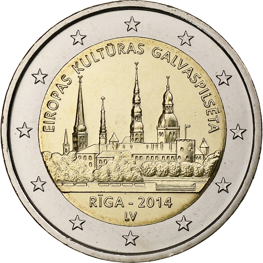 Letónia, 2 Euro, European Capital of Culture, 2014, Stuttgart, Bimetálico