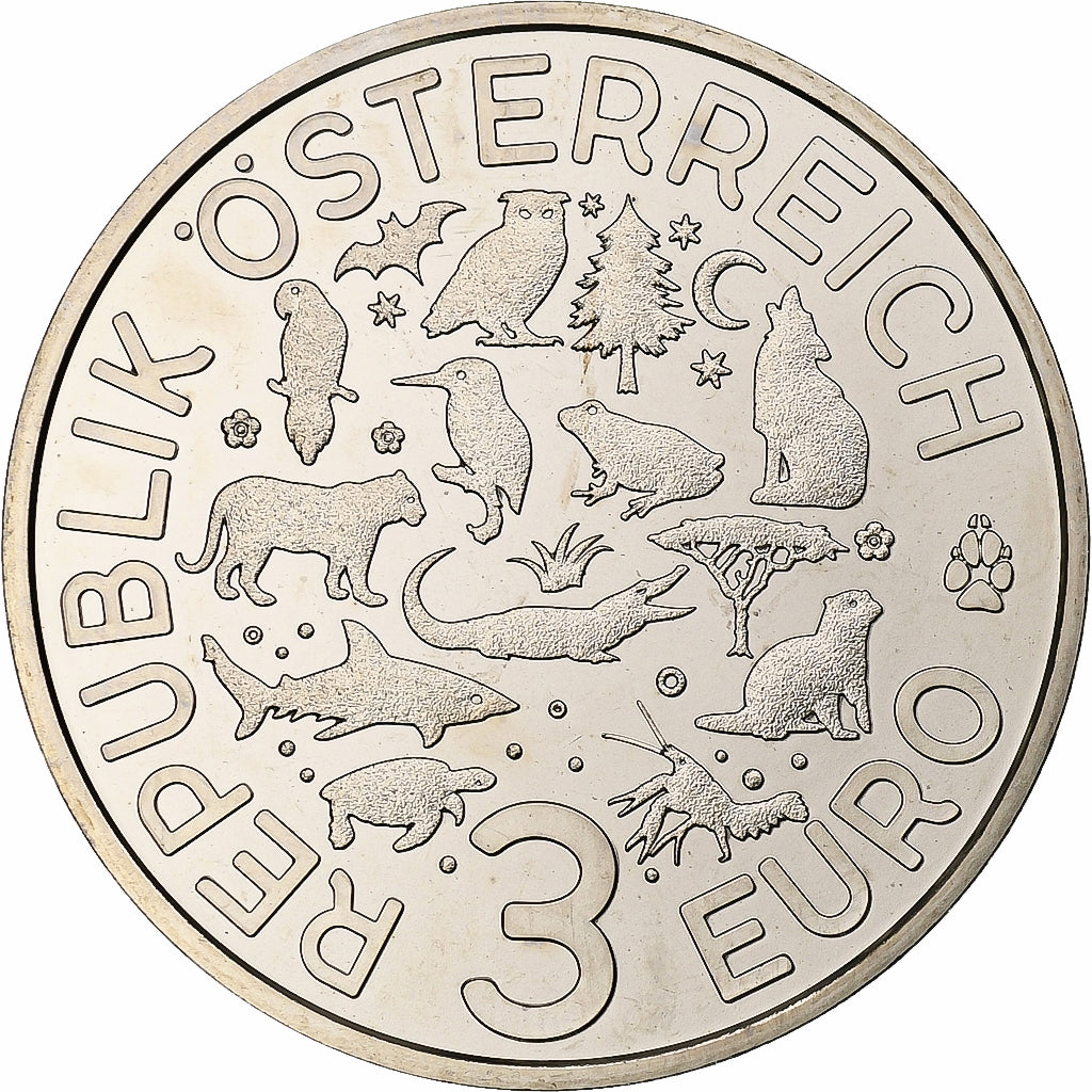 Austria, 3 Euro, Colorful Creatures - Bat, 2016, Vienna, Copper-nickel, MS(63)
