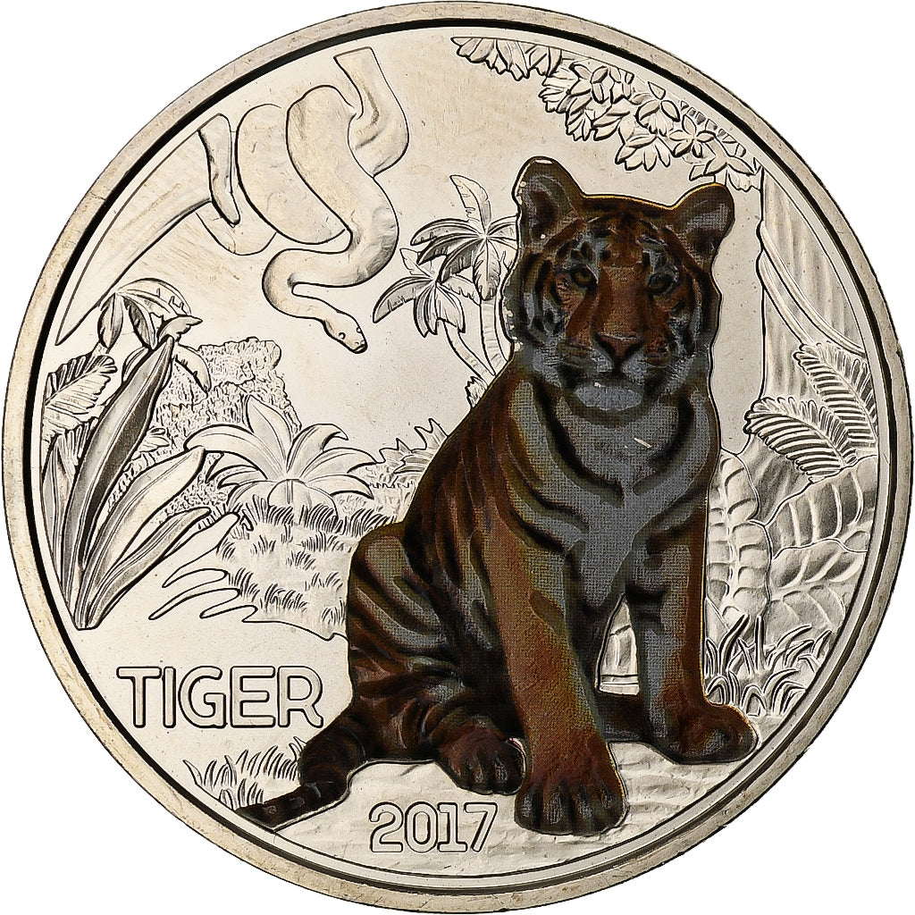 Austria, 3 Euro, Colorful Creatures - Tiger, 2017, Vienna, Copper-nickel, MS(63)