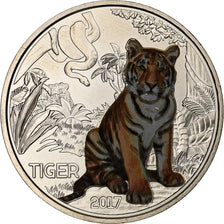 Austria, 3 Euro, Colorful Creatures - Tiger, 2017, Vienna, Copper-nickel, MS(63)