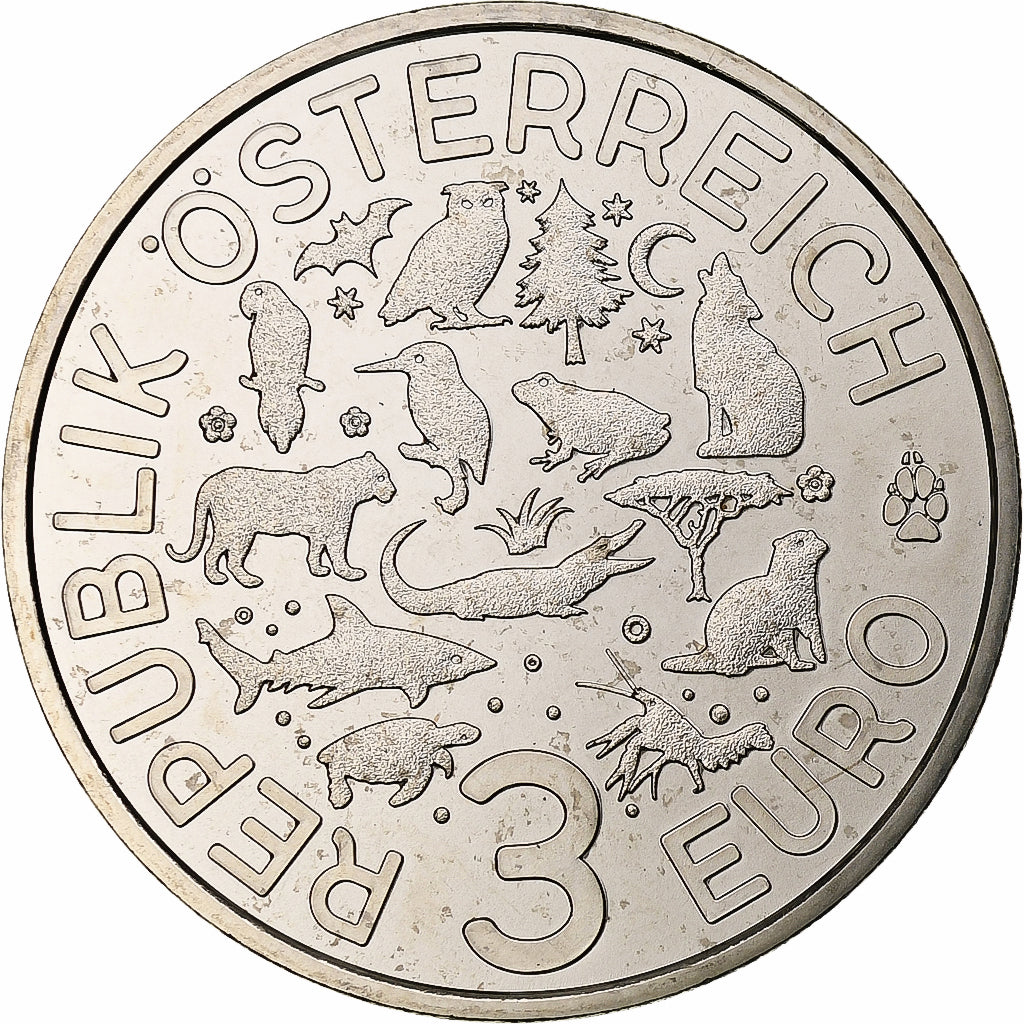 Austria, 3 Euro, Colorful Creatures - Crocodile, 2017, Vienna, Copper-nickel