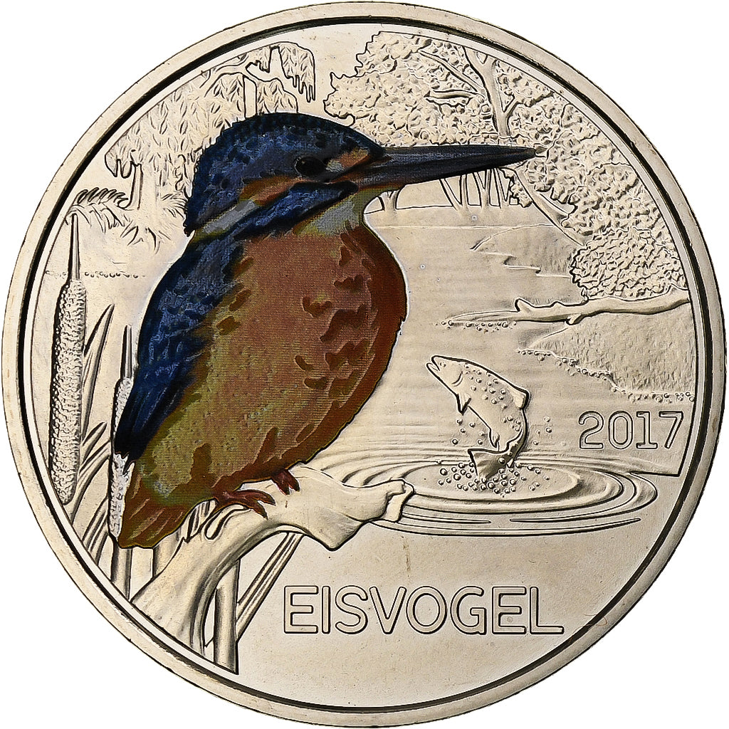 Austria, 3 Euro, Colorful Creatures - Kingfisher, 2017, Vienna, Copper-nickel