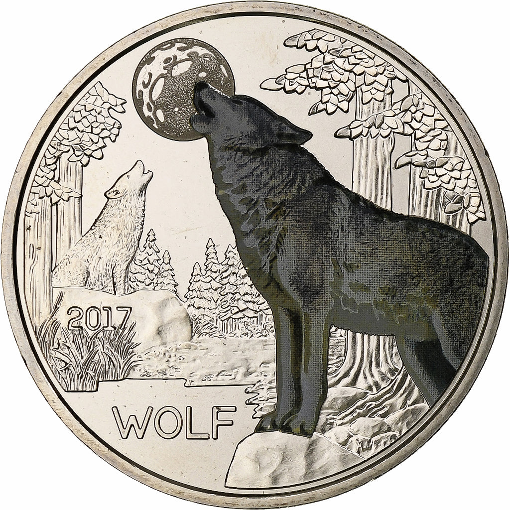 Austria, 3 Euro, Colorful Creatures - Wolf, 2017, Vienna, Copper-nickel, MS(63)