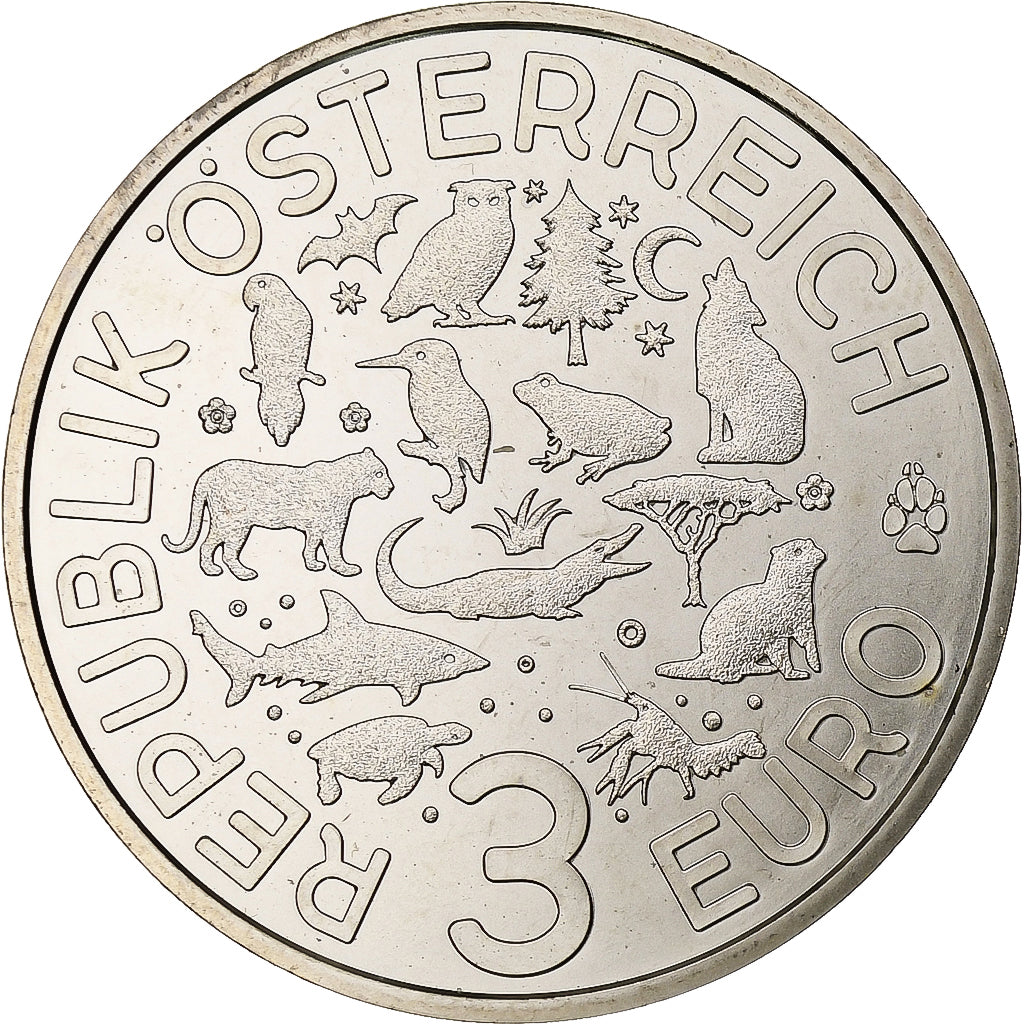 Austria, 3 Euro, Colorful Creatures - Parrot, 2018, Vienna, Copper-nickel