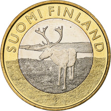 Finland, 5 Euro, Reindeer in Lapland, 2015, Vantaa, Bi-Metallic, MS(63)